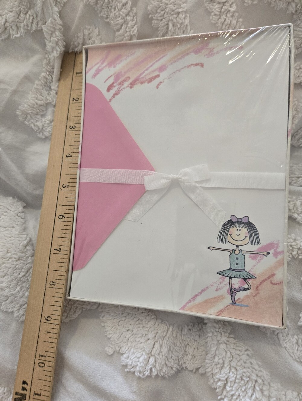 NOS Vintage Whiting's Contemporary Letters Girls Pink Ballerina Stationary Set